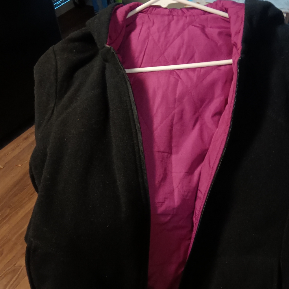 Black jacket with pink lining